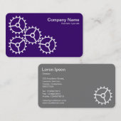 Vier tandwielen III - wit op diep Paars - grijs te Visitekaartje (Voorkant / Achterkant)