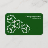 Vier tandwielen III - wit op donkergroen - grijs t Visitekaartje (Voorkant)