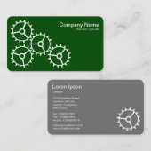 Vier tandwielen III - wit op donkergroen - grijs t Visitekaartje (Voorkant / Achterkant)