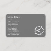 Vier tandwielen III - wit op donkergroen - grijs t Visitekaartje (Achterkant)