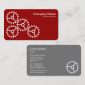 Vier tandwielen III - wit op ruby Red - grijs teru Visitekaartje (Voorkant / Achterkant)