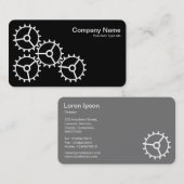 Vier tandwielen III - wit op zwart - grijs terug Visitekaartje (Voorkant / Achterkant)