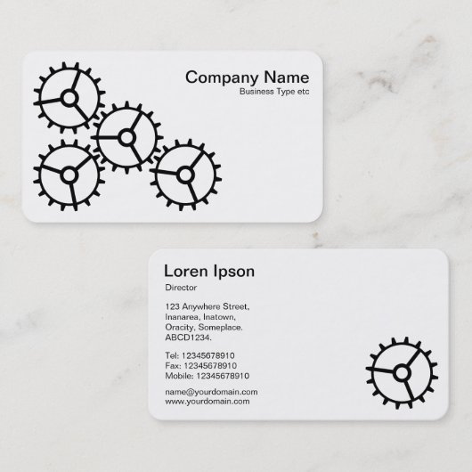 Vier tandwielen III - zwart en wit Visitekaartje (Voorkant / Achterkant)