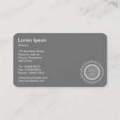 Vier tandwielen - wit op blauw - grijs terug visitekaartje (Achterkant)