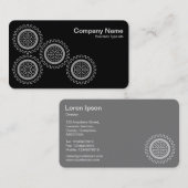 Vier tandwielen - wit op zwart - grijs terug visitekaartje (Voorkant / Achterkant)