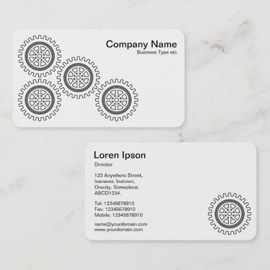 Vier tandwielen - zwart en wit visitekaartje (Voorkant / Achterkant)