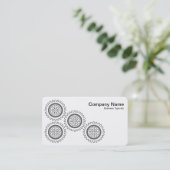 Vier tandwielen - zwart en wit visitekaartje (Staand voorkant)