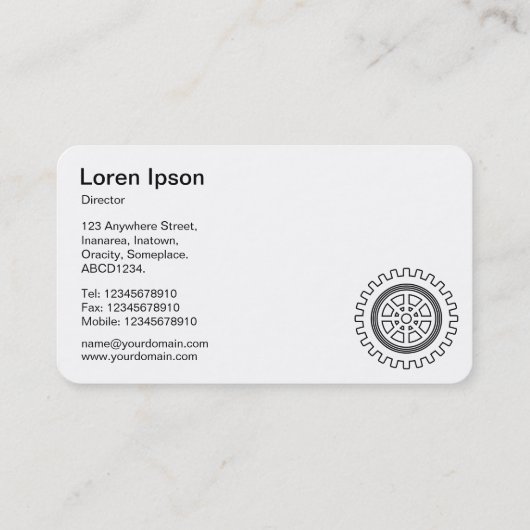 Vier tandwielen - zwart en wit visitekaartje (Achterkant)