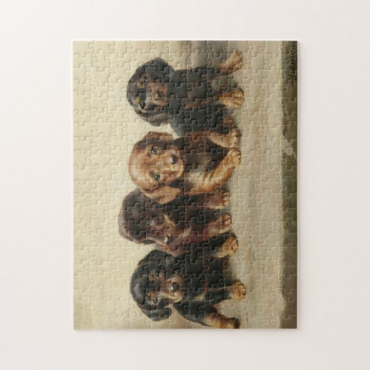 Vier teckel Puppies | Carl Reichert Legpuzzel (Verticaal)