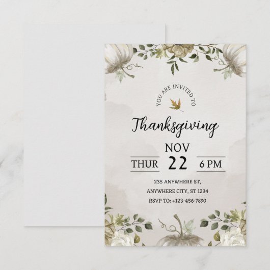 Vier Thanksgiving met onze rustieke dinerinvi Kaart (Voorkant / Achterkant)