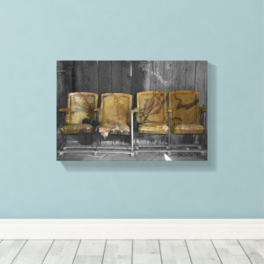 Vier theaterstoelen canvas afdruk (Insitu (Houten vloer))