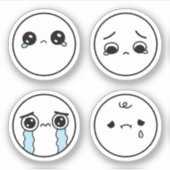 Vier Traurige Gezichten Emoji Sticker Set (Voorkant)