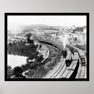 Vier treinen met kleine Herfsten, NY 1890 Poster