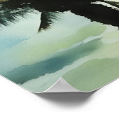 Vier tropische palmbomen in Sunset Sky Waterverf Poster (Hoek)