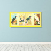  vier tropische vogels in één illustratie canvas afdruk (Insitu (Houten vloer))