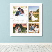 Vier trouwfoto's collage Liefde Schrift Wit Canvas Afdruk (Insitu (Houten vloer))