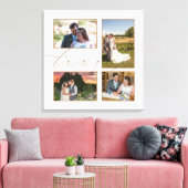 Vier trouwfoto's collage Liefde script wit Canvas Afdruk (Insitu (Woonkamer))
