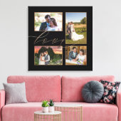 Vier Trouwfoto's Collage Liefdes Script Zwart Canvas Afdruk (Insitu (Woonkamer))
