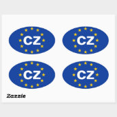 VIER Tsjechische Republiek "CZ" Europese Unie Vlag Ovale Sticker (Vel)