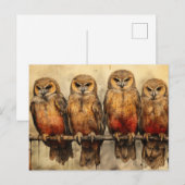 Vier uilen briefkaart (Voorkant / Achterkant)