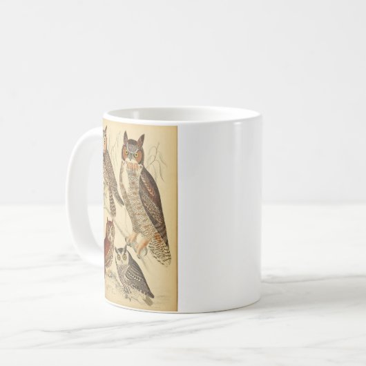 Vier uilen illustratie koffiemok (Voorkant links)