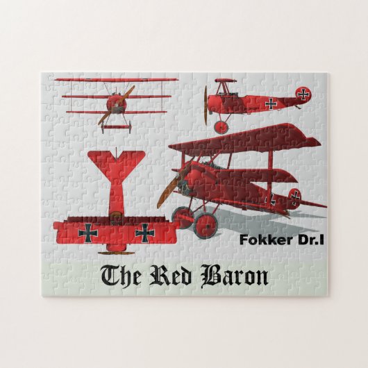 Vier Uitzichten van de Fokker "Red Baron" Legpuzzel (Horizontaal)