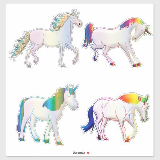 Vier Unicorns Sticker (Vel)