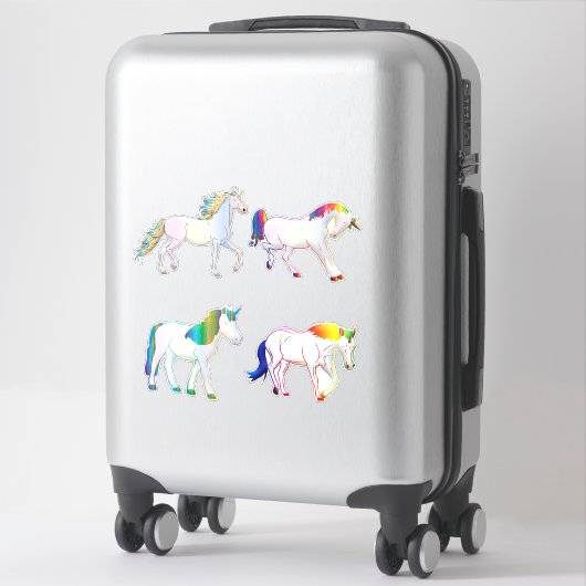 Vier Unicorns Sticker (Koffer)