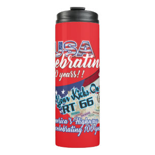 vier Usa 250 route66 thermische tumbler Thermosbeker