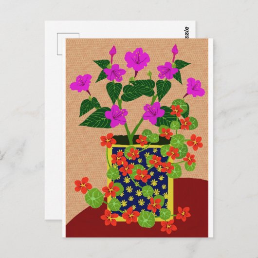 Vier uur en Nasturtium-Briefkaart Briefkaart (Voorkant / Achterkant)