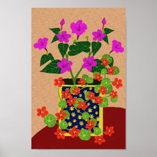 Vier uur en Nasturtium-Poster Poster (Voorkant)