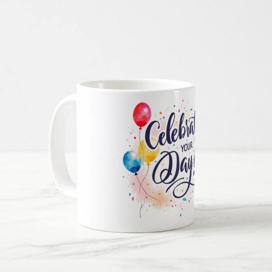 Vier uw dag kalligrafie Mok (Voorkant links)