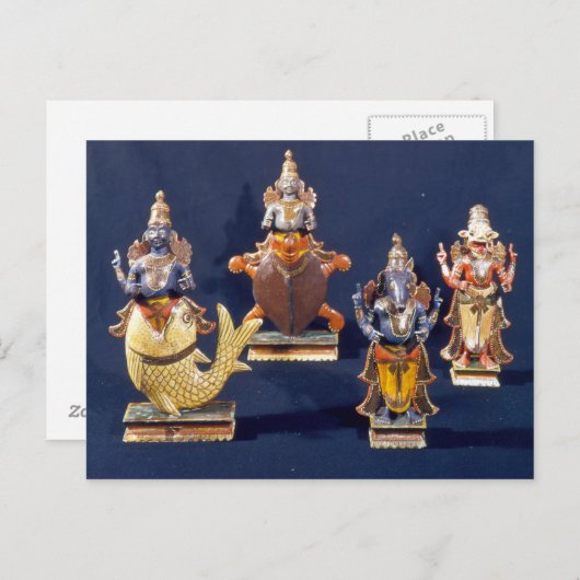 Vier van de incarnaties van Vishnu Briefkaart (Voorkant / Achterkant)
