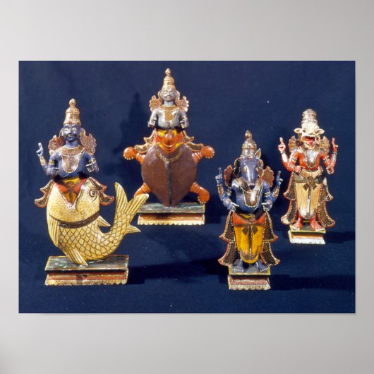 Vier van de incarnaties van Vishnu Poster (Voorkant)