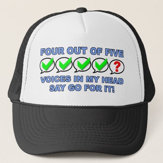 Vier van de vijf stemmen Funny Hat Balhoedje Trucker Pet (Voorkant)