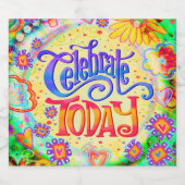 Vier vandaag Leuke Kleurrijke Inspirity Verjaardag Sparkling Wijnetiket (Enkel label)