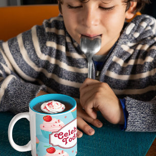 Vier Vandaag Mooie Cupcake Tweekleurige Koffiemok
