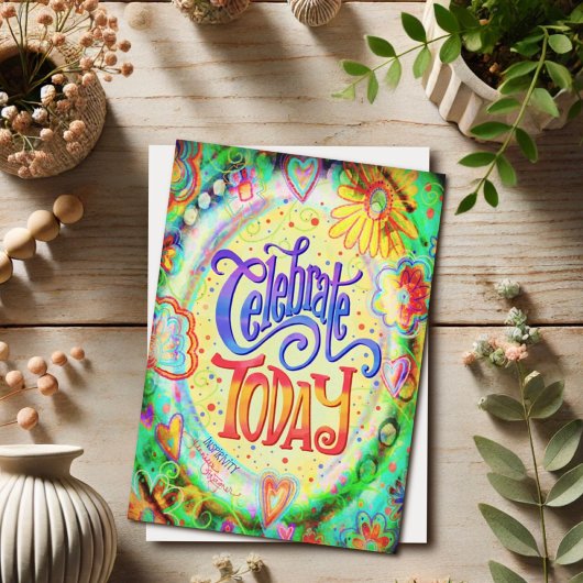 Vier Vandaag Vrolijk Bloemendesign Trendy Geel Kaart