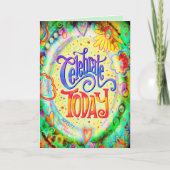 Vier Vandaag Vrolijk Bloemendesign Trendy Geel Kaart (Voorkant)