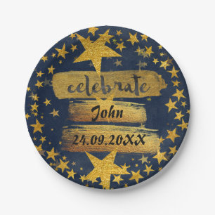 Vier verjaardag Bachelor Party Douche Grungy Papieren Bordje