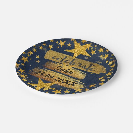 Vier verjaardag Bachelor Party Douche Grungy Papieren Bordje (Gekanteld)