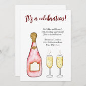 vier verjaardag jubileum champagne uitnodiging (Voorkant / Achterkant)