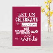 Vier [verjaardag] met wijn en zoete woorden kaart (Gele Bloem)