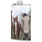 Vier verschillende kleurpaarden, heupkolf heupfles (Links)