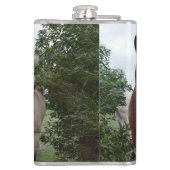 Vier verschillende kleurpaarden, heupkolf heupfles (Achterkant)