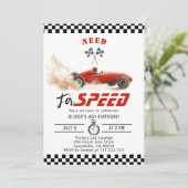 Vier versnellingen Red Race Car 4e verjaardag nodi Kaart (Staand voorkant)