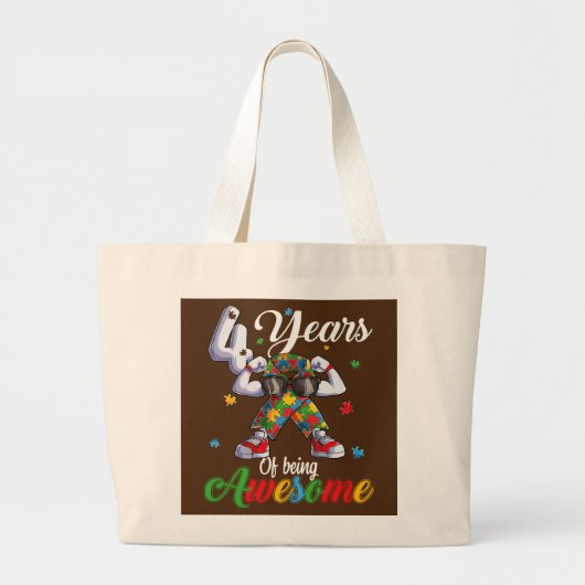 Vier vier jaar autistisch jongetje meisje op zater grote tote bag (Voorkant)