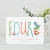 Vier vierde verjaardag van de verjaardag van Birdi Kaart (Staand voorkant)