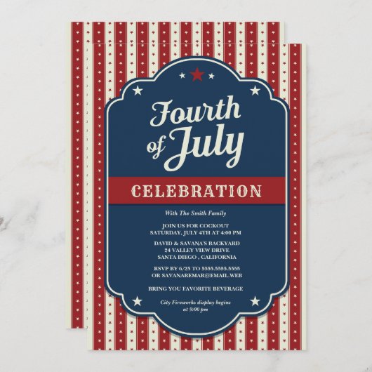 Vier viering van 4 juli kaart (Voorkant / Achterkant)