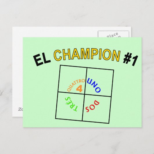Vier vierkant kampioen #1 briefkaart (Voorkant / Achterkant)